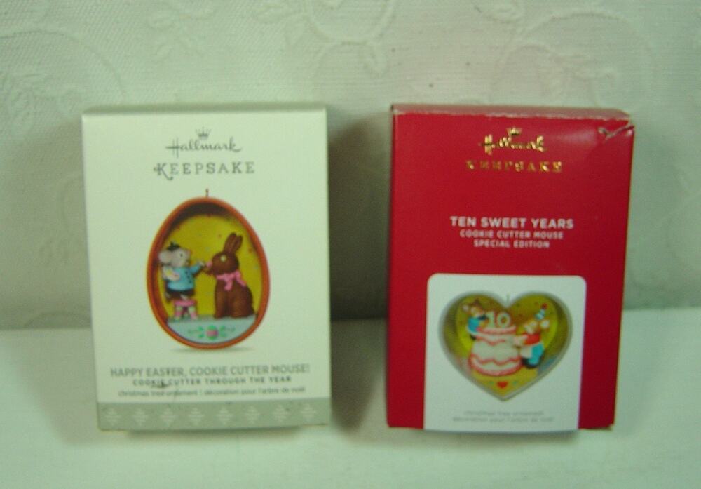 2 HALLMARK ORNAMENTS-COOKIE CUTTER MOUSE-2017 & 2021 SPECIAL EDITION-WITH BOXES